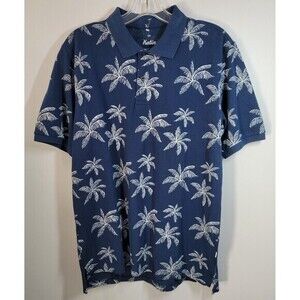 Katin Mai Tai Polo Short Sleeve Shirt Men's S New Navy Blue White Palm Print